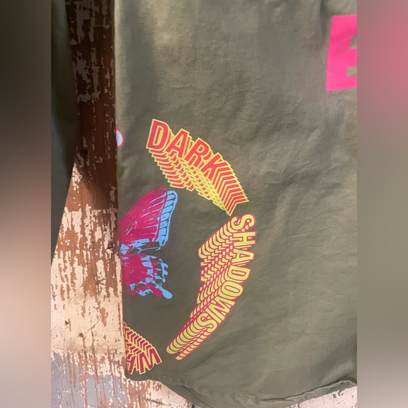 NWOT Fashion Nova Men shirt button down size Large, army green, euphoric art - Picture 5 of 5